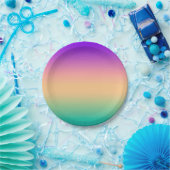 Gradiëntombre groene gele roze paarse zachte blurk papieren bordje (Feest)