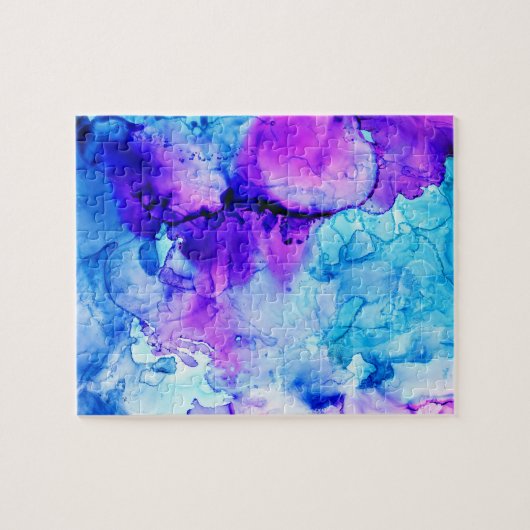 Gradiëntpatroon Paarse en blauwe Waterverf Legpuzzel (Horizontaal)