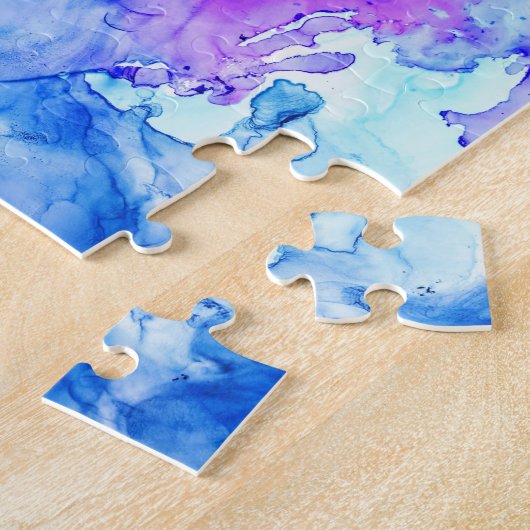Gradiëntpatroon Paarse en blauwe Waterverf Legpuzzel (Zijkant)