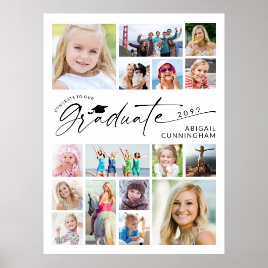 Graduate 16 Photo Memory Board Poster (Voorkant)