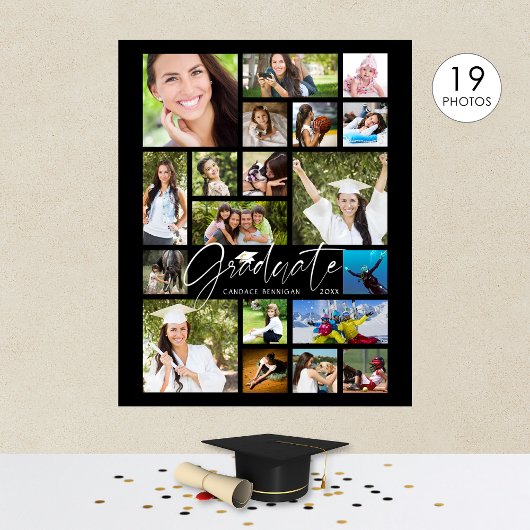 Graduate 19 Foto Collage Script Zwart Feestje Poster
