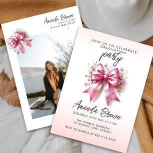 Graduate 2025 Bow rose Elegant Floral Invitation