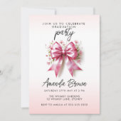 Graduate 2025 Bow rose Elegant Floral Invitation (Devant)