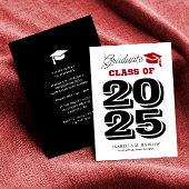 Graduate 2025 Red and Black Graduation Invitation