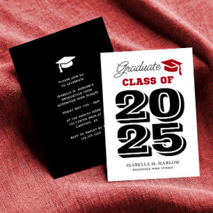 Graduate 2025 Red and Black Graduation Invitation