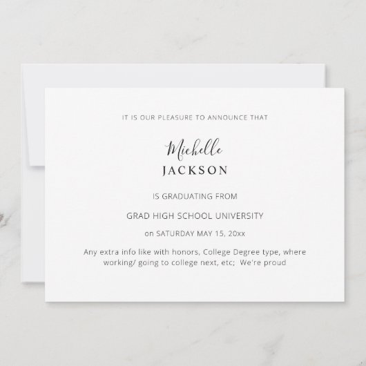 Graduate 3 Faire-part d'obtention d'un diplôme en (Dos)