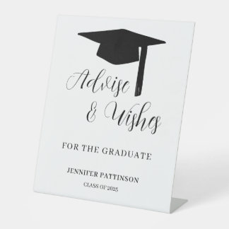 Graduate Advise & Wishes Graduation Reclamebord Met Voetstuk