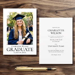 Graduate Announcement Card Photo Formal Simple Aankondiging