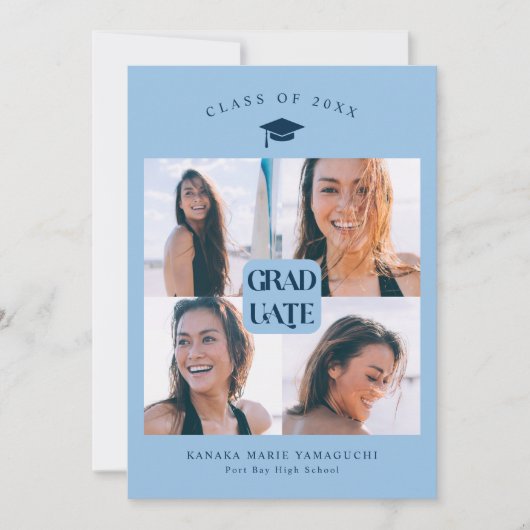 Graduate Bleu Box Faire-part de graduation (Devant)