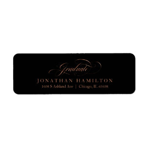 Graduate Folie Koper Elegant Script Afstuderen Etiket