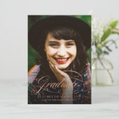 Graduate Folie Roze Goud Klasseer Script Foto Kaart (Staand voorkant)