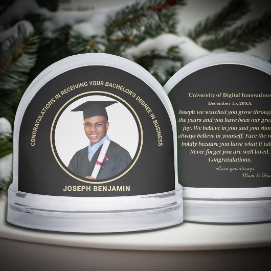 Graduate Graduation Photo School Gold Snow Globe