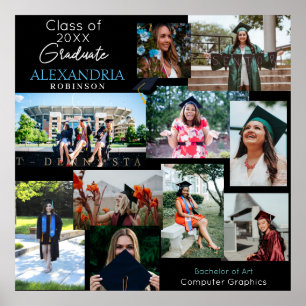Graduate Hat Custom Multi Photo Collage 6V3 Poster