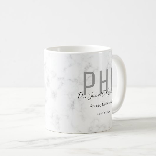 Graduate Keepsaké Marble Nom PhD Coffee Mug (Devant droit)