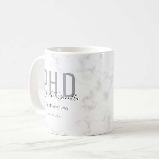 Graduate Keepsaké Marble Nom PhD Coffee Mug (Devant gauche)