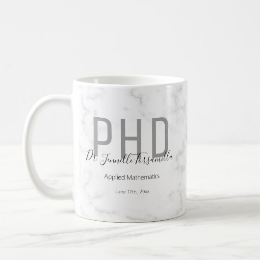 Graduate Keepsaké Marble Nom PhD Coffee Mug (Gauche)
