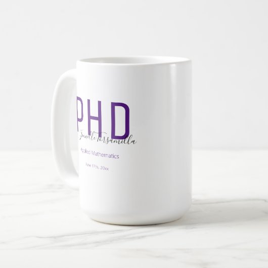 Graduate Keepsaké Purple Nom PhD Coffee Mug (Devant gauche)