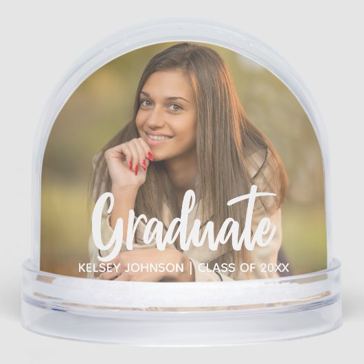 Graduate Photo Bold Script Custom Graduation Sneeuwbol (Voorkant)