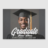 Graduate Photo Bold Script Graduation Magnet Card (Devant)