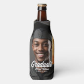 Graduate Photo Bold Script Graduation Party Favor Flesjeskoeler (Fles Voorkant)