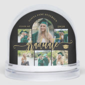 Graduate photo collage gold script class of year sneeuwbol (Voorkant)