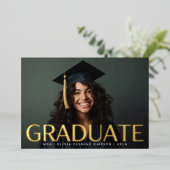 Graduate Pressing Gold Foil Faire-part moderne '24 (Debout devant)