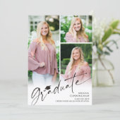 Graduate Script 4 Photos Graduation Aankondiging (Staand voorkant)