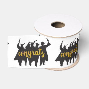 Graduate Silhouetten Met Congrats Tekst Grosgrain Lint