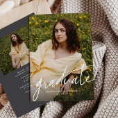 Graduate trendy modern script photo graduation kaart