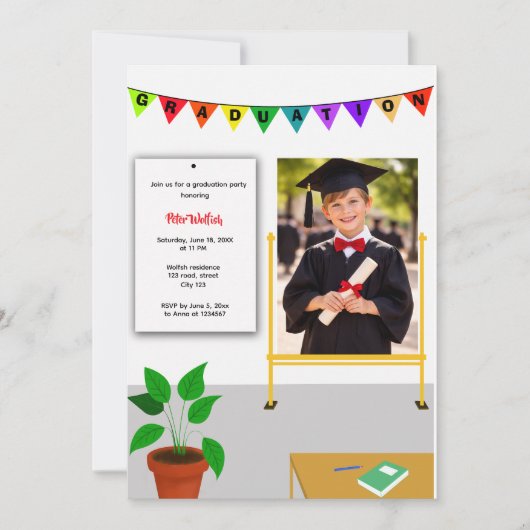 Graduated Kid Happy Class Graduation Invitation (Devant)