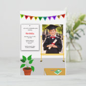 Graduated Kid Happy Class Graduation Invitation (Debout devant)