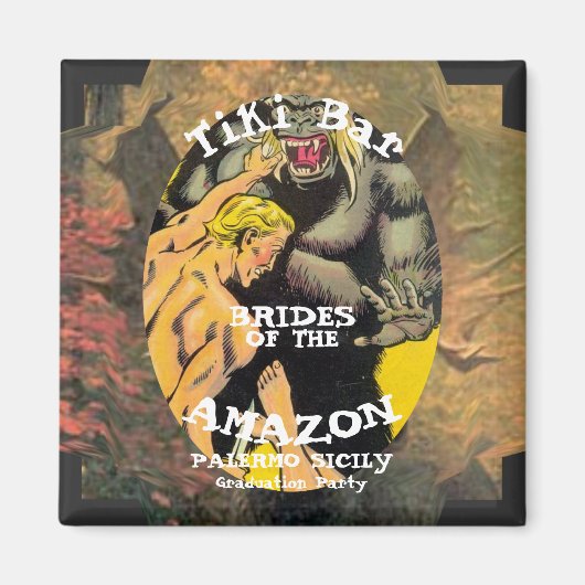 Graduatefeest Barbecue Tiki Bar Amazon Magneet (Voorkant)