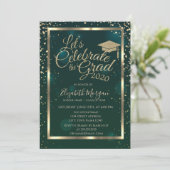 Graduatie Cap Diamonds Stars Groen Afstuderen Kaart (Staand voorkant)