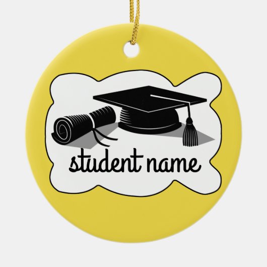 Graduatie Cap en Diploma Keramisch Ornament (Voorkant)