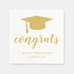 Graduatie Cap Gold en witte bereidingen Servet