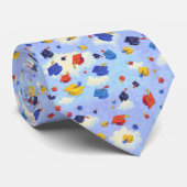 Graduatie Cap Toss Blue Pattern Stropdas (Opgerold)