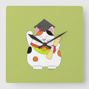 Graduatie Maneki Neko Vierkante Klok