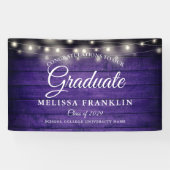 Graduatie Paarse Hood String Lights Spandoek (Horizontaal)