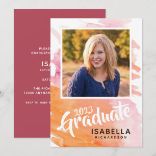 Graduatie Partij roze en Oranje Waterverf Kaart
