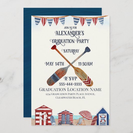Graduatie Party Invitation Kaart (Voorkant / Achterkant)