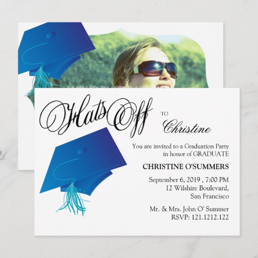 Graduatie Party Invitation Kaart (Voorkant / Achterkant)