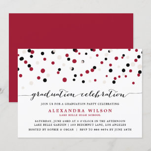 Graduatie van roodzwart-zwarte moderne Confetti-St Kaart