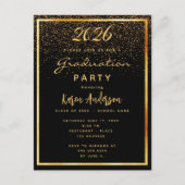 Graduation 2023 fête noir glam or invitation (Devant)