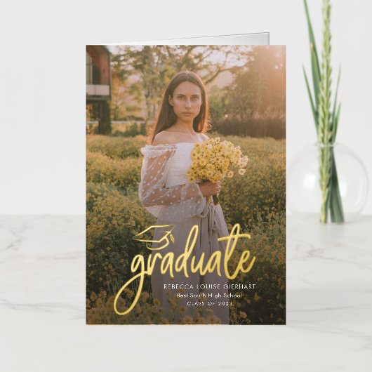 Graduation 2024 Photo Gold Foil Faire-part (Recto)