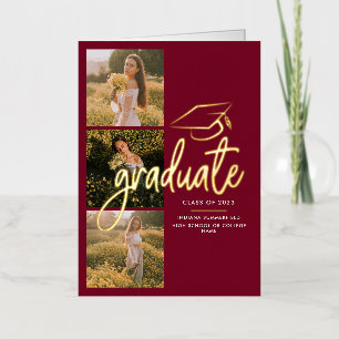 Graduation 2024 Photo Gold Foil Faire-part