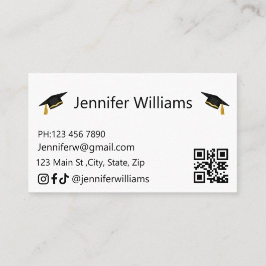graduation 2024 qr code carte de nom de script ros (Dos)