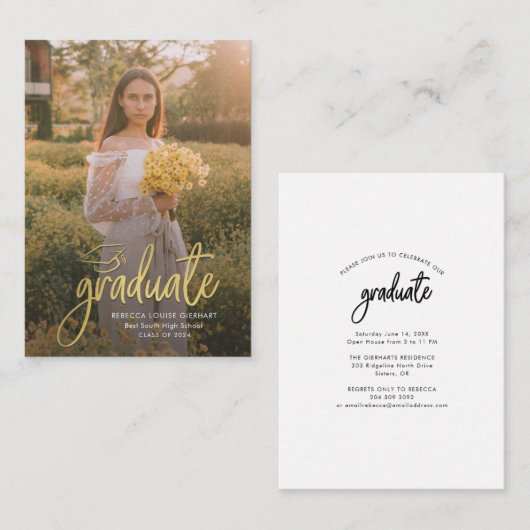 Graduation 2024 Script Photo Graduate Faire-part (Devant / Derrière)