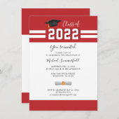 Graduation 2024 Simple Red White Party Invitation (Devant / Derrière)