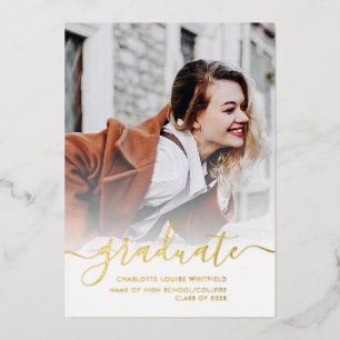Graduation 2025 Grad Photo Gold Foil Faire-part