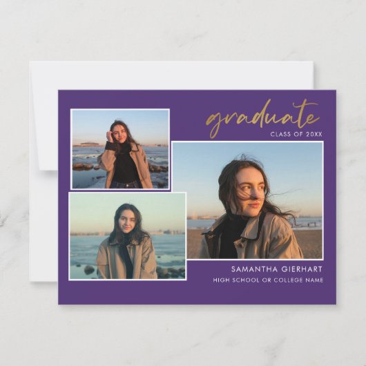 Graduation 2025 Grad Photos Purple Faire-part (Devant)